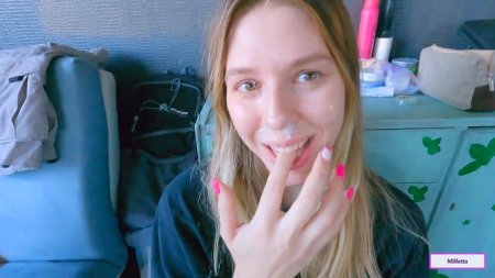 Папуля ты мне все лицо обкончал